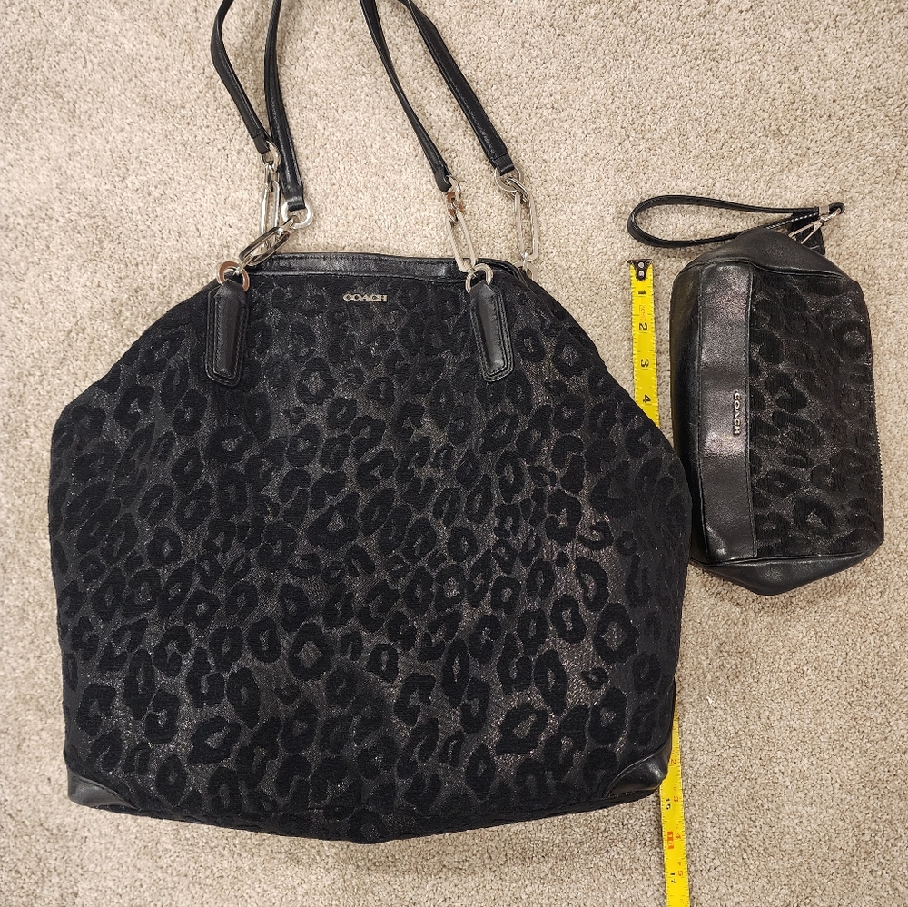 Coach Black Leopard Print Women's Bag Set